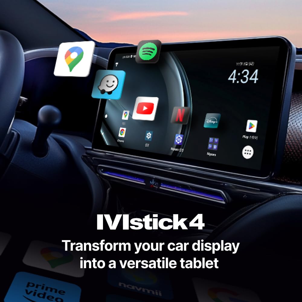Mstick4 AI Box for Car, Android Auto Wireless Adapter, YouTube Netflix Disney+ Car Stream Device, Google Play Store App, Android 13, Helio G99, Samsung 6GB+128GB, Mstick, Turn Car Display into Tablet