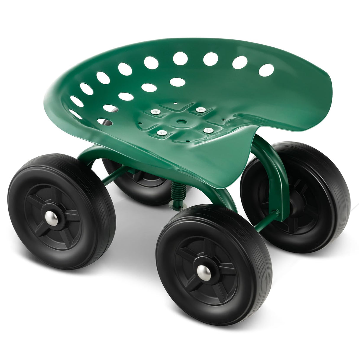 Goplus Garden Cart with Wheels, Utility Stool Cart w/Adjustable 360 Degree Swivel Seat, Outdoor Lawn Yard Rolling Work Seat, Garden Scooter for Planting (Green)