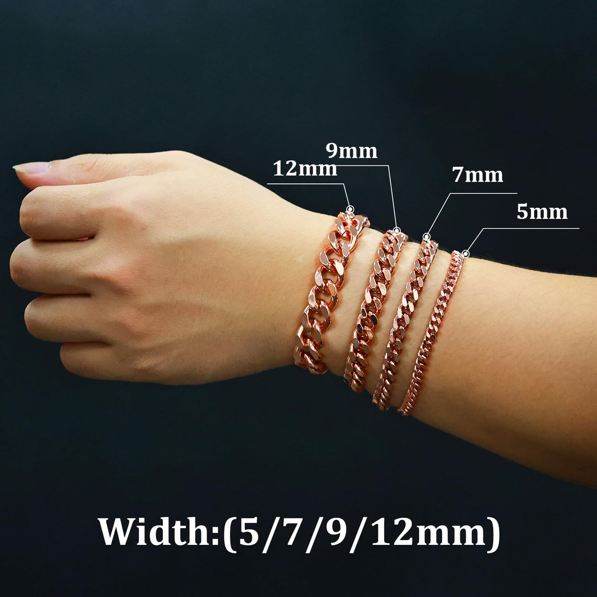 Heavenly Metals Copper Bracelet for Men & Women β 99.9% Pure Copper Cuban Link Chain β 5mm, 7mm, 9mm, 12mm Width β 6.5" to 9" Length β Gift Box Included β USA Brand