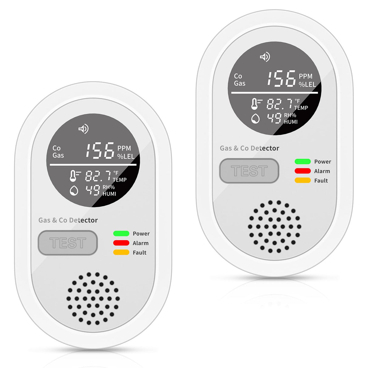 2 Packs Carbon Monoxide detectors Plug in Wall, FayLuron Portable Carbon Monoxide Detector for Travel with Temperature & Humidity Display, Carbon Monoxide Alarm for Home/Hotel/RV