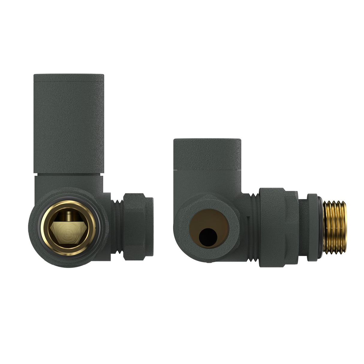 VANCOCO Anthracite 15mm /1/2'' Towel Rail Valves, Round Head Manual Radiator Valve Standard Connection for Central Heating Modern Bathroom(Corner)