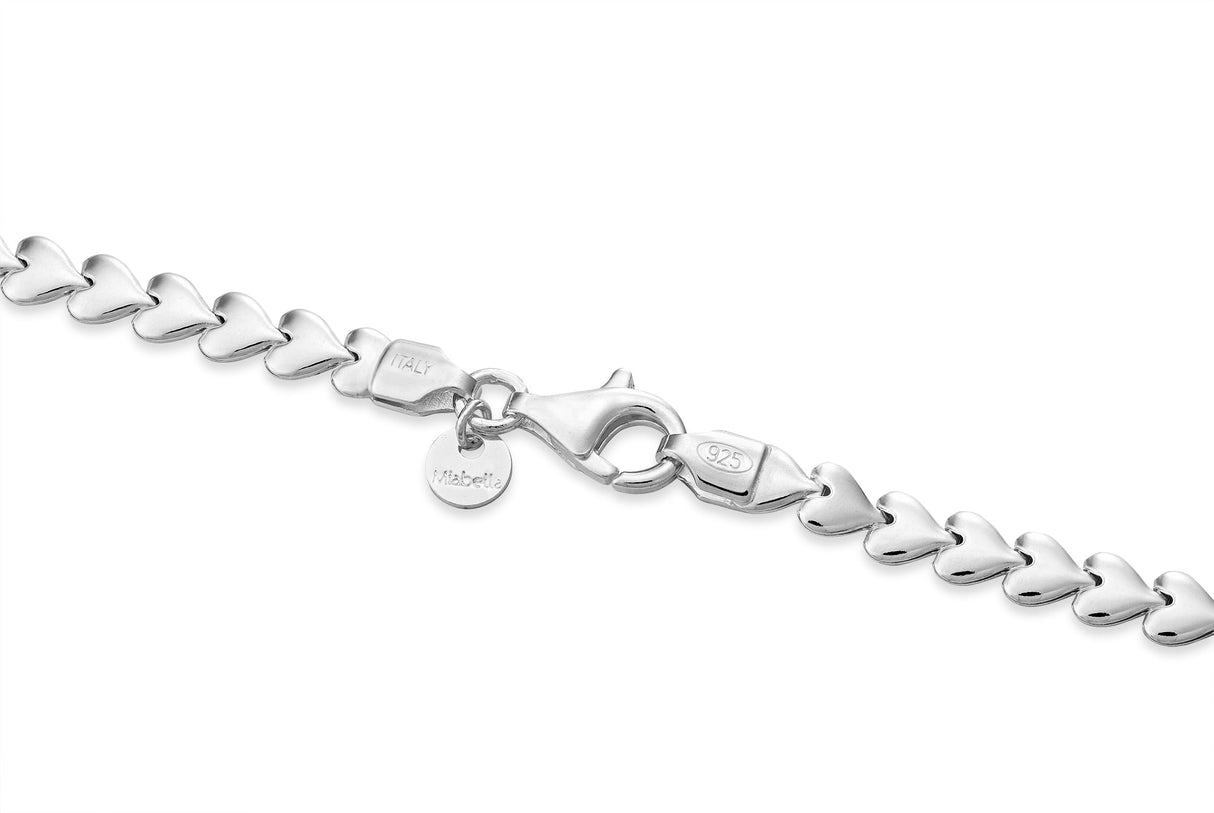 Miabella 925 Sterling Silver Italian Heart Link Tennis Bracelet for Women, Made in Italy (7, Inches)