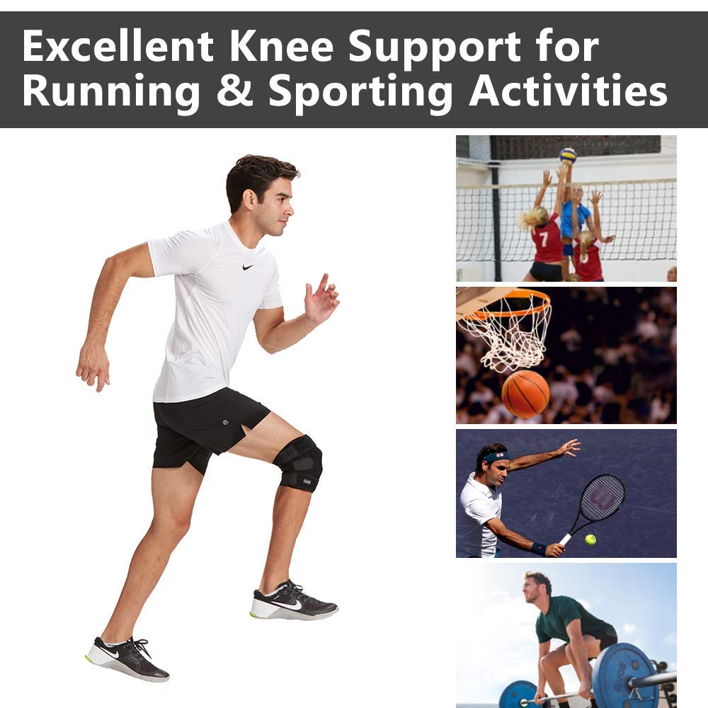 ComfiLife Knee Brace for Knee Pain Relief – Neoprene Knee Brace for Working Out, Running, Injury Recovery – Side Stabilizers – 3 Point Adjustable Compression – Open Patella Support, Non-Slip (Large)