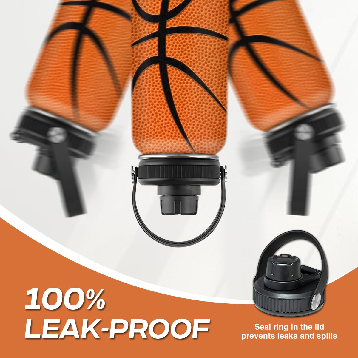 Basketball Water Bottle 32oz Stainless Steel Insulated Bottles for Men Women Sports Lovers Fan Players Coach - Basketball Gifts for Birthday Christmas