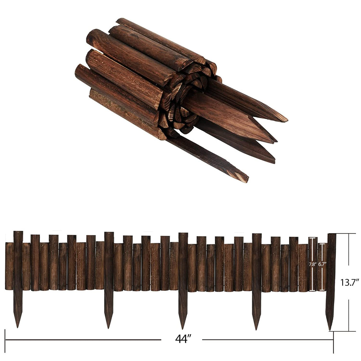 WORTH Wooden Edging for Landscaping, Flexible Garden Lawn Border 8" x 3.7'