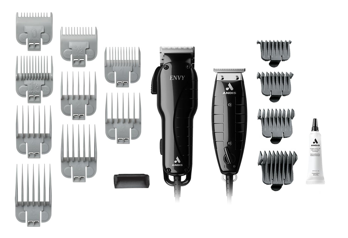 Andis Professional Stylist Combo Hair Clipper and Trimmer 17 Piece Set, 66620, Black