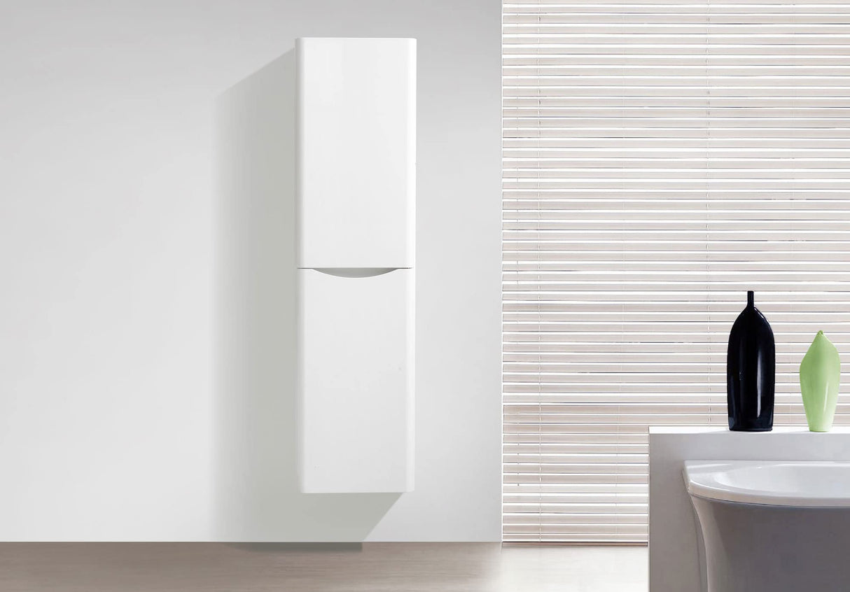 Eaton White Tall Storage Cabinet | Storage Unit | Wall Mounted Bathroom Cupboard | Right Hand