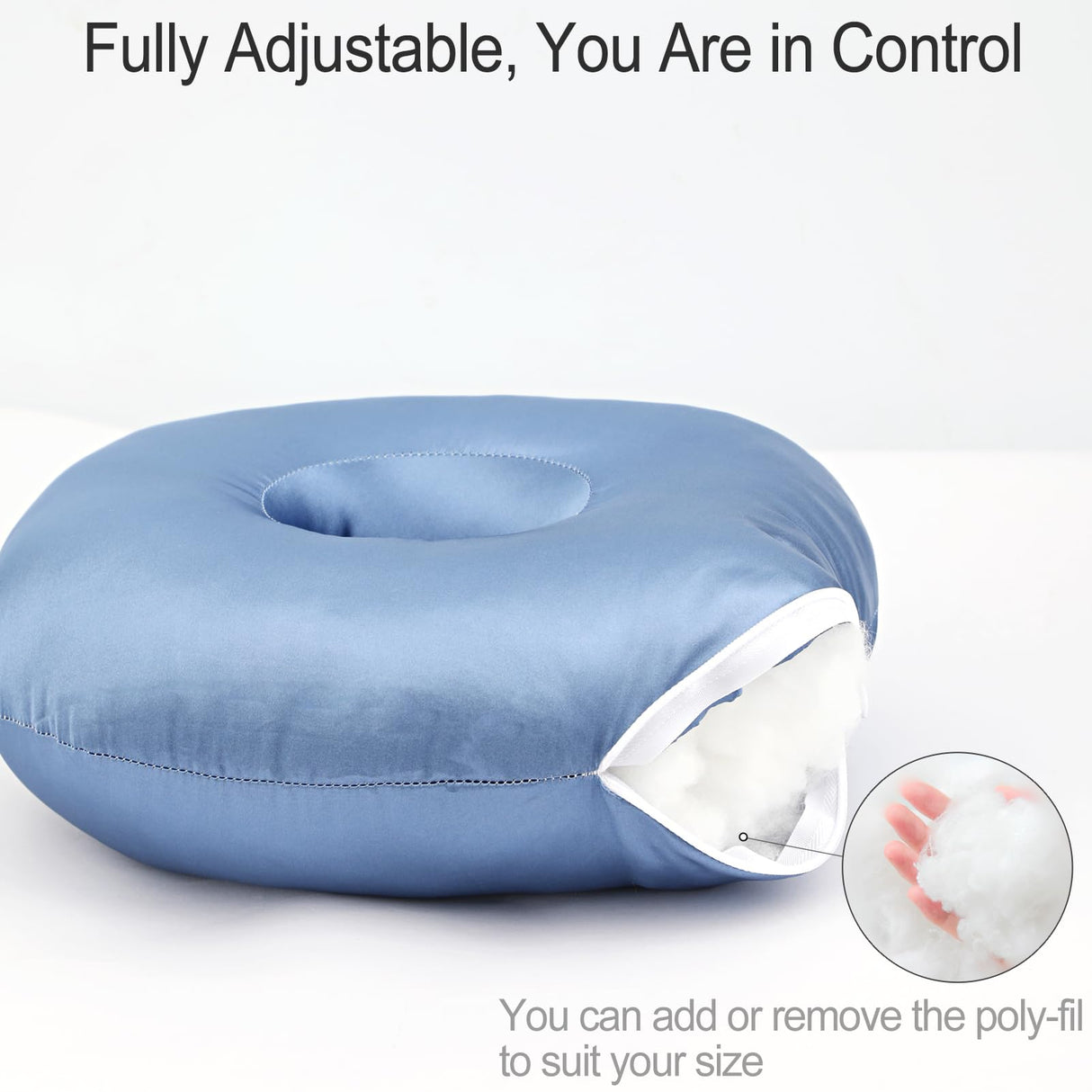 Heal n Hope Silky Satin Piercing Pillow Ear Pillows Donut with Hole for Ear Pain CNH Piercing Pain Relief Sleeping Pressure Sore Side Sleepers Smooth Cooling Ear Guard Protector, Haze Blue