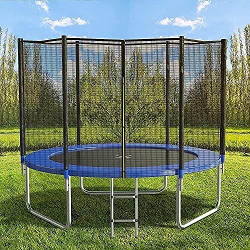 AOTOB 8FT 10FT 12FT 14 FT 15FT Trampoline with Safety Enclosure Net,Outdoor Trampoline with Basketball Hoop, Heavy Duty Jumping Mat and Spring Cover Padding for Kids and Adults, Storage Bag and Ladder