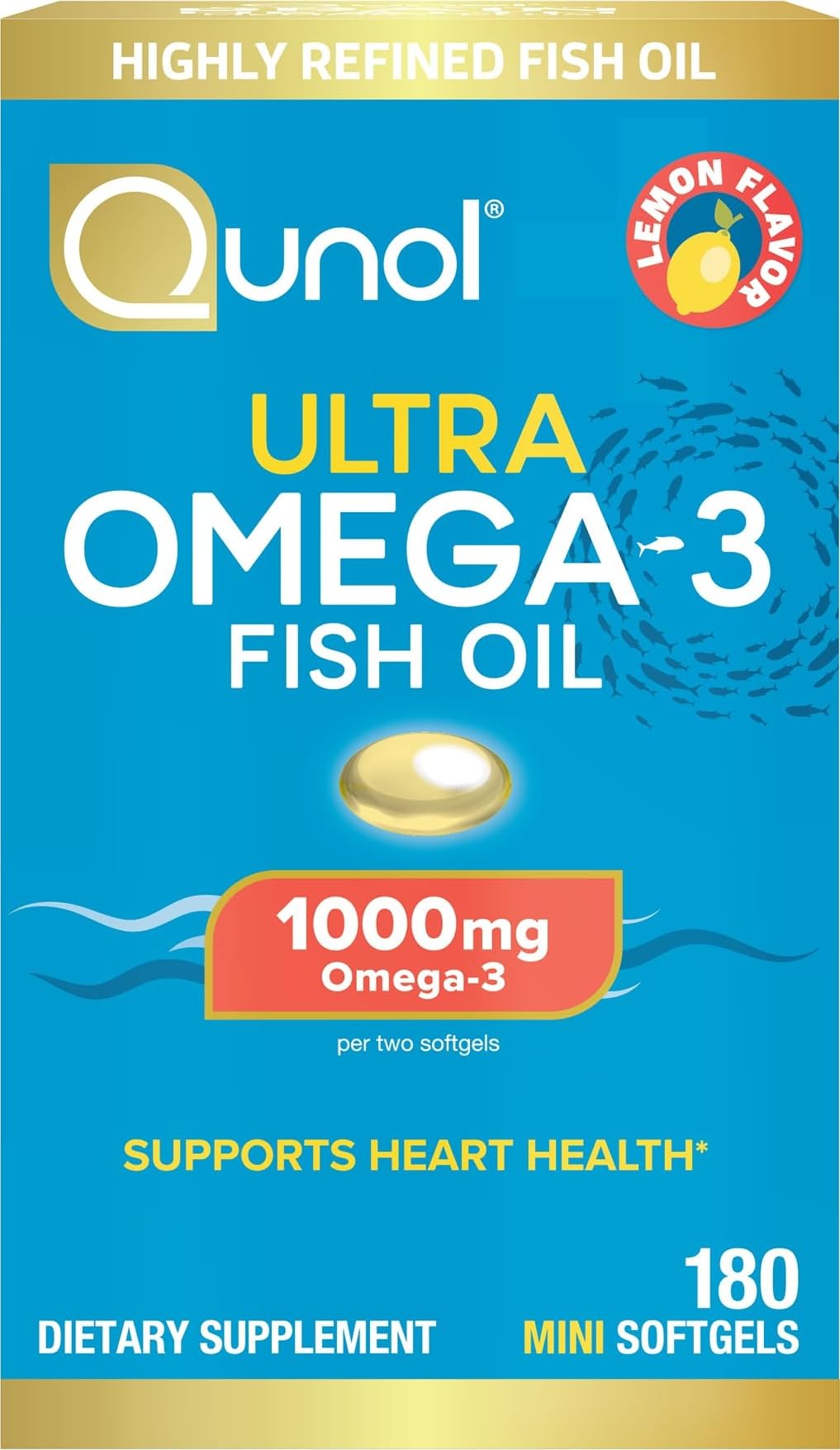 Qunol Ultra Omega-3 Fish Oil Mini Softgels, 1000mg EPA + DHA, 180ct