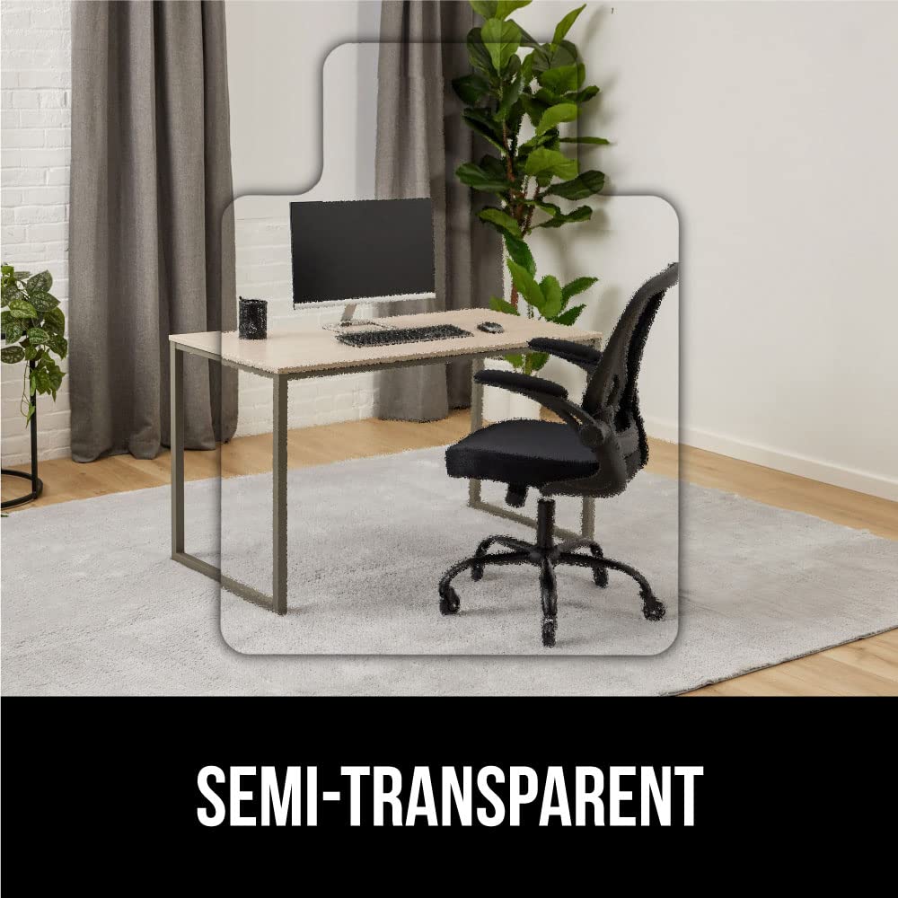 GORILLA GRIP Slip Resistant Office Chair Mat for Carpet Floors, Smooth Glide Under Desk Carpeted Floor Protector, Heavy Duty Plastic Computer Mats, Rolling Work and Gaming Chairs, 32.5x48 Lip, Clear