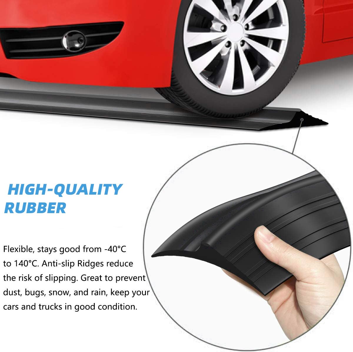 Jin&Bao Universal Garage Door Threshold Seal Strip 20FT Kit, Bottom Waterproof Rubber Weather Stripping Replacement(Black, 2 Adhesive)