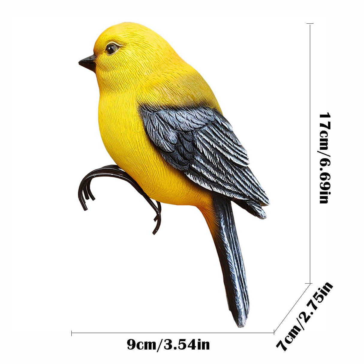 JARPSIRY Garden Bird Statue Flower Pot Hugger Outdoor Decor for Tree, 6.7" Tall Resin Bird Figurine Plant Pot Decorations for Fence Balcony Patio Lawn Yard Ornaments (Yellow)