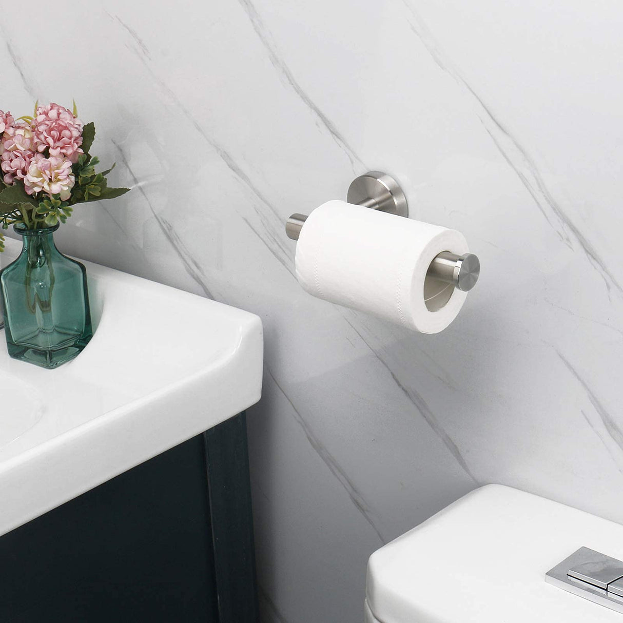 NearMoon Bathroom Toilet Paper Holder, Premium SUS304 Stainless Steel Rustproof Wall Mounted Toilet Roll Holder for Bathroom, Kitchen (3 Pack, Brushed Nickel)