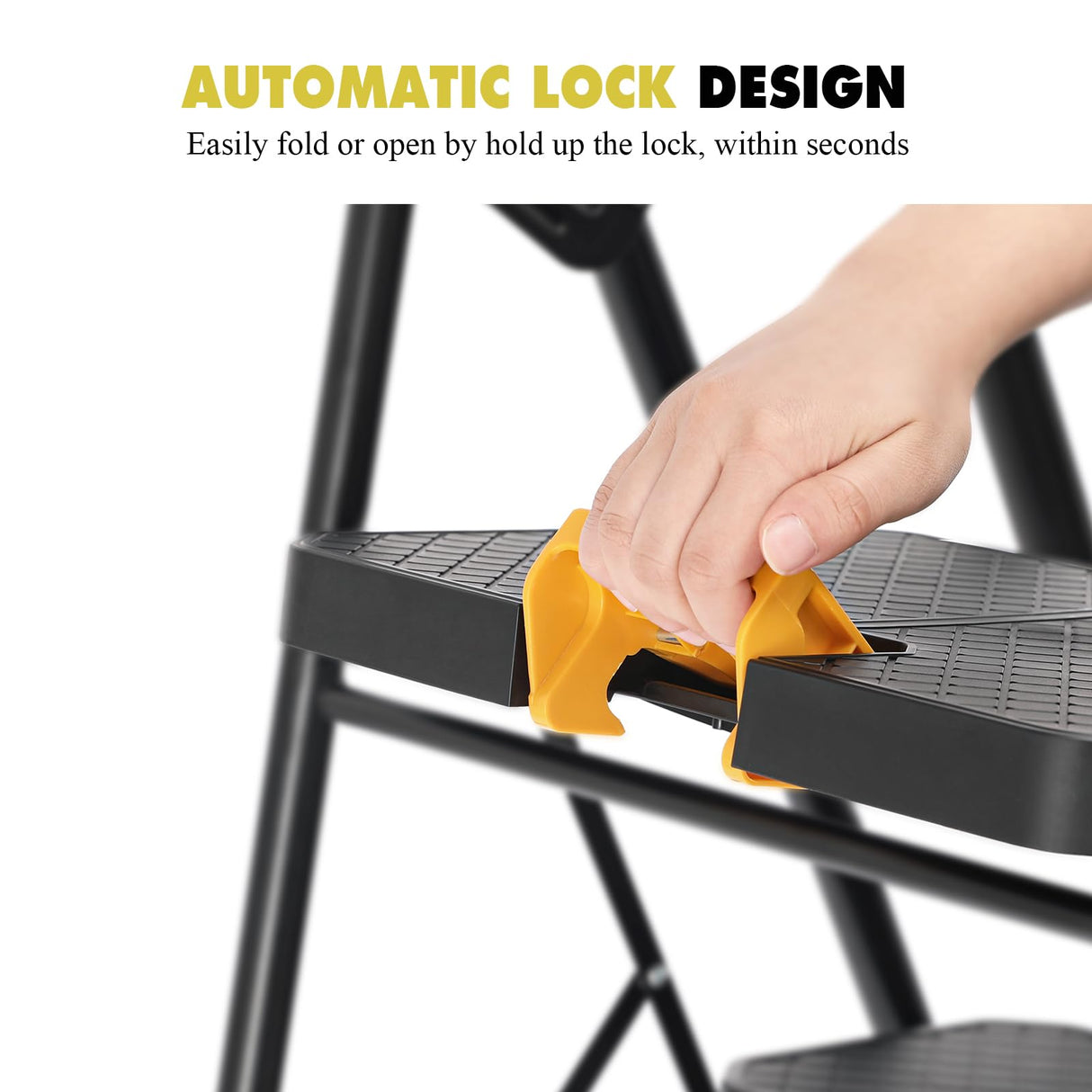 KINGRACK 4 Step Ladder with Tool Platform, Folding Step Stool with Wide Pedal, Safety Locking, Sturdy Steel Ladder Portable Safety Ladder for Painting Home Outdoor Garage