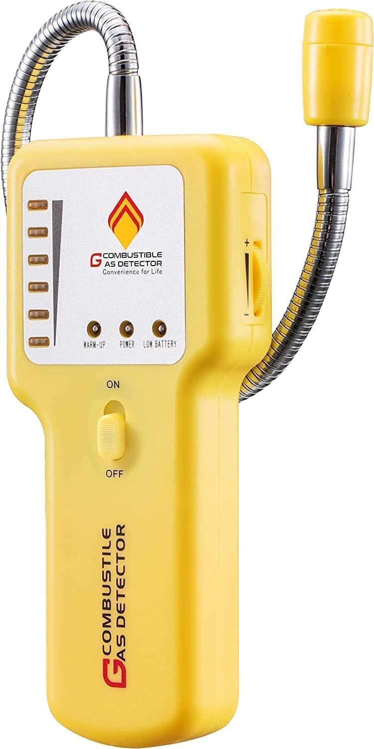 Gas Leak Detector – Portable Natural Gas Sniffer for Propane, Methane, LPG, LNG, Fuel & Sewer Gas – Combustible Gas Detector with 12" Flexible Probe for Home, RV, Industrial Use