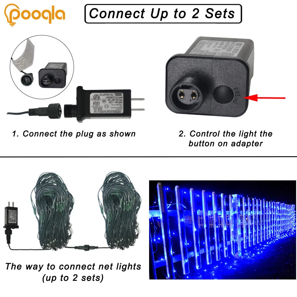 Blue Net Lights, 360 LED Christmas Net Lights Outdoor, 21ft x 5ft Large Net Mesh String Lights, 8 Modes Twinkle String Lights Connectable Plug in for Bushes Halloween Hedge Yard Garden Party Decor