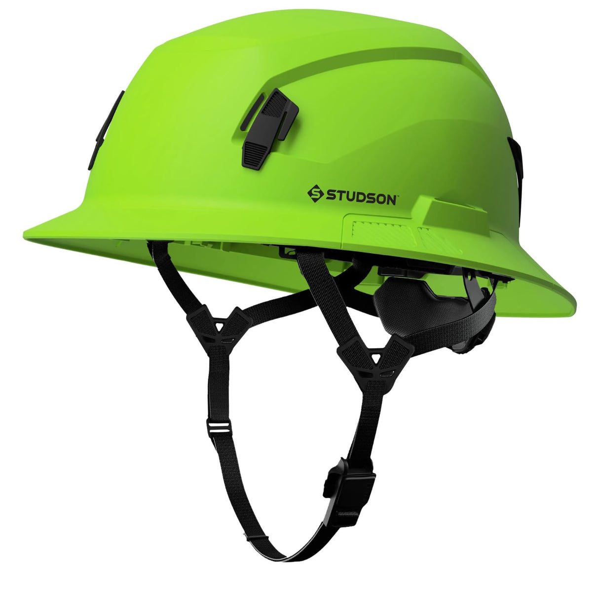 STUDSON SHK-1 Full Brim Safety Helmet: ANSI/ISEA Z89.1 Type II Compliant (R 2019), Lightweight & Breathable, NFC Emergency Contact Chip, One Size, Class C & E Protection (Non-Vented, Green)