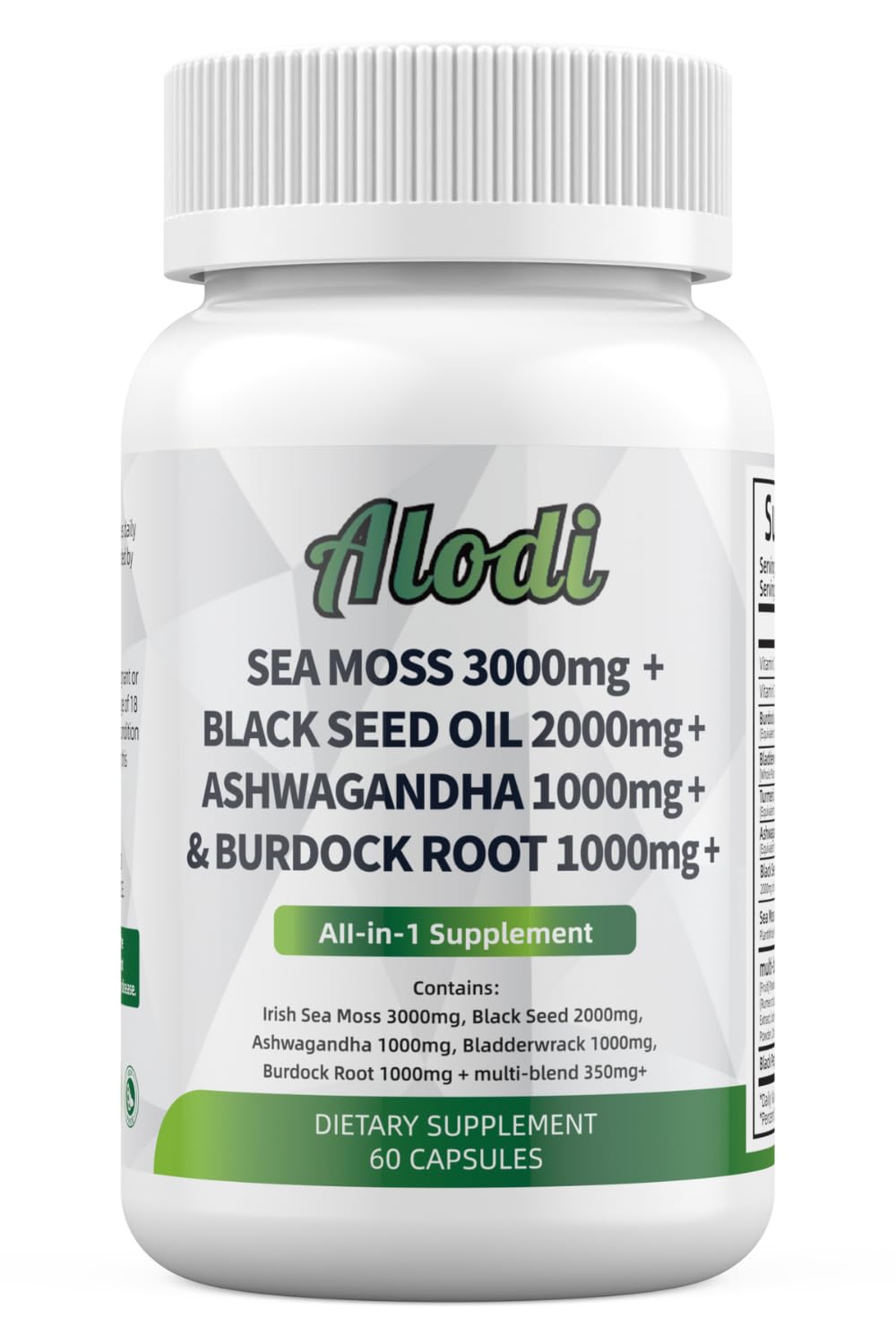 Super Sea Moss Blend - Advanced Formula with Ashwagandha KSM 66, Black Seed Oil, Burdock Root, Bladderwrack, Turmeric, ACV, Ayurveda - Lab Tested, Maximum Potency for Men and Women
