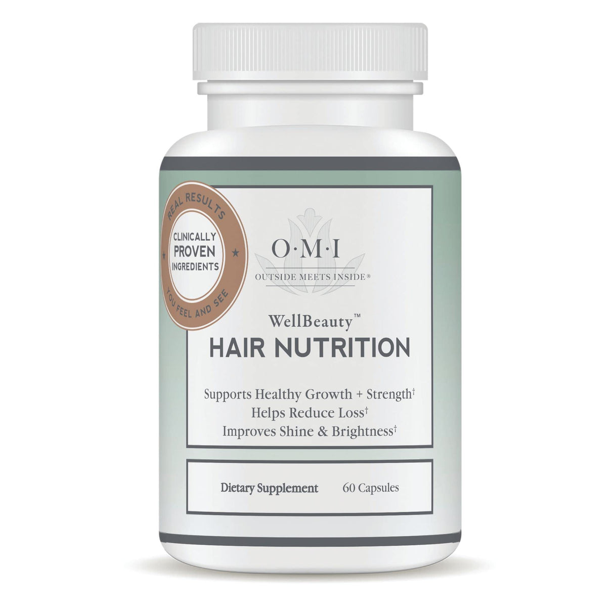OMI WellBeauty Hair Nutrition, Hair Growth Supplement for Women, Clinically Proven to Reduce Hair Loss, Doctor Formulated for Stronger Thicker Hair with Keratin, Biotin, Zinc, 1 bottle, 1-mo supply