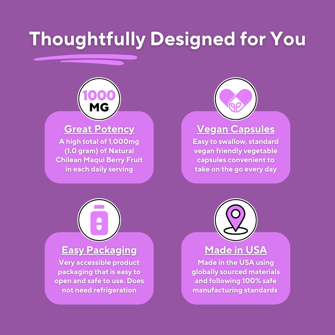 Vitapia Maqui Berry 1000mg - Maqui Berry Powder Supplement - Vegan Friendly, Non-GMO and Gluten-Free - 120 Veggie Capsules