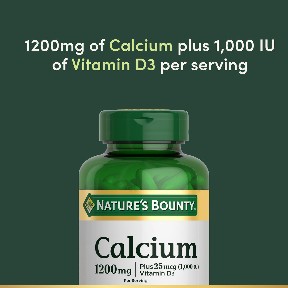 Nature's Bounty Calcium 1200 mg with 1000 IU Vitamin D3, 2 Per Day, 120 Ct
