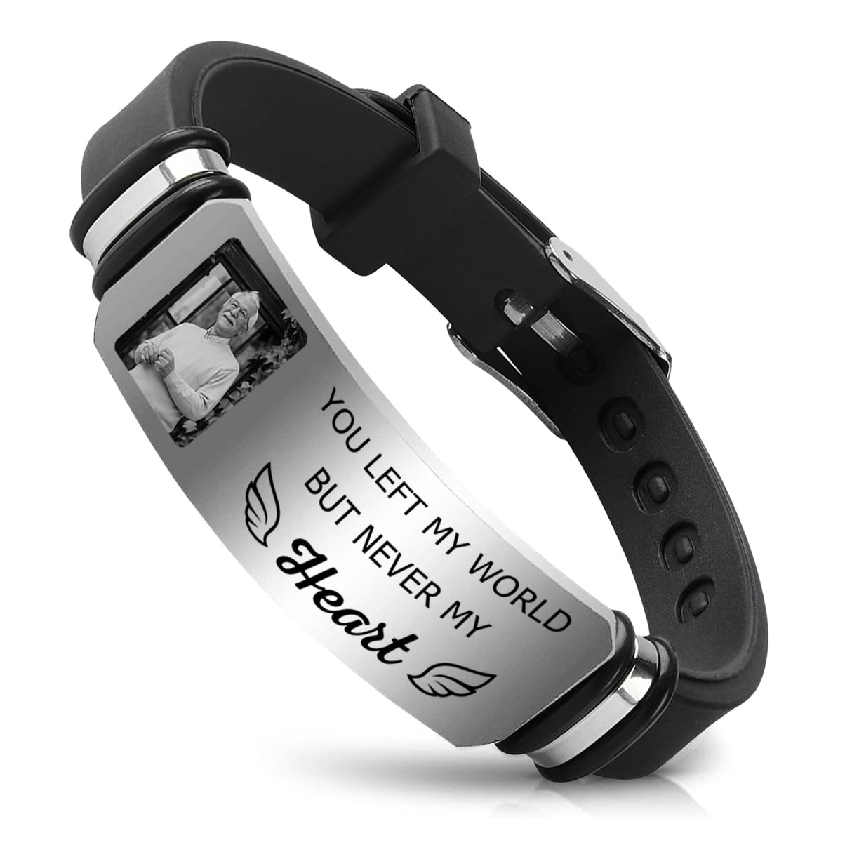 ubjva Picture Bracelet Personalized Photo Custom Memorial Bracelet for Loss Loved One Silicone Bracelets Sympathy Gift