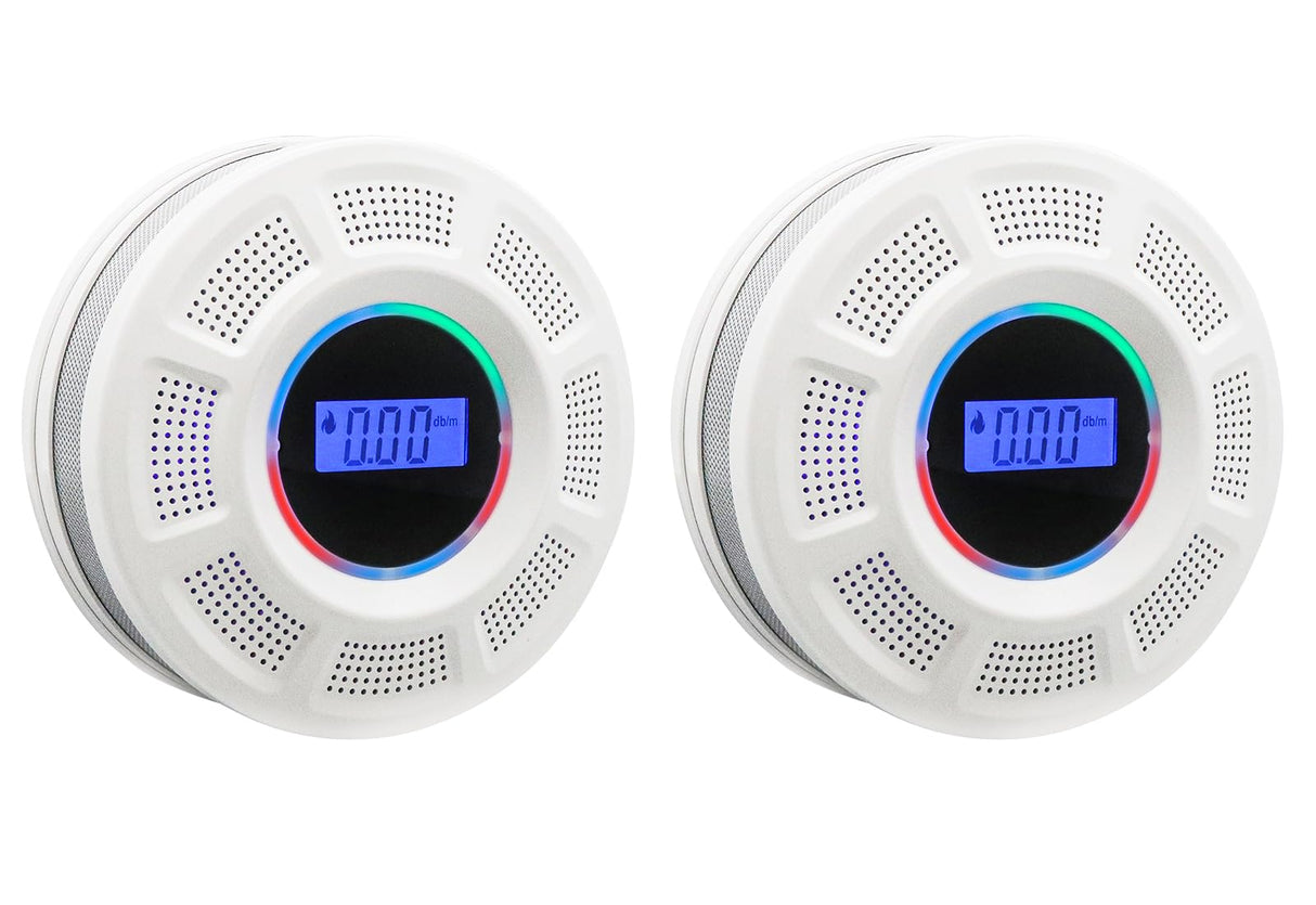 Smoke and Carbon Monoxide Detector, 2-in-1 Photoelectric Carbon Monoxide Detectors Smoke Alarm with LED Indicator, Easy Installation for Home, Bedroom, RV, Garage (2 Pack)