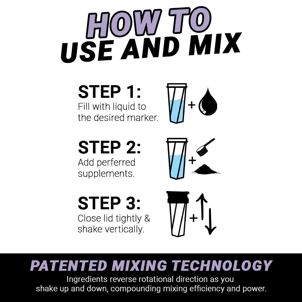 HELIMIX 2.0 Vortex Blender Shaker Bottle Holds upto 28oz | No Blending Ball or Whisk | USA Made | Portable Pre Workout Whey Protein Drink Shaker Cup | Mixes Cocktails Smoothies Shakes | Top Rack Safe