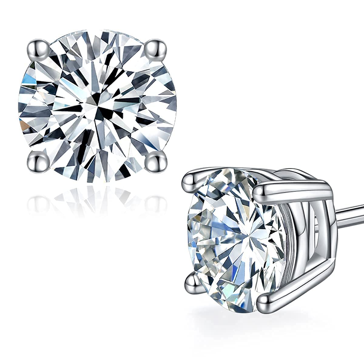 Moissanite Stud Earrings for Women,Sterling Silver 925 Earrings Jewelry Engagement Gifts for Women Men(6.5mm)