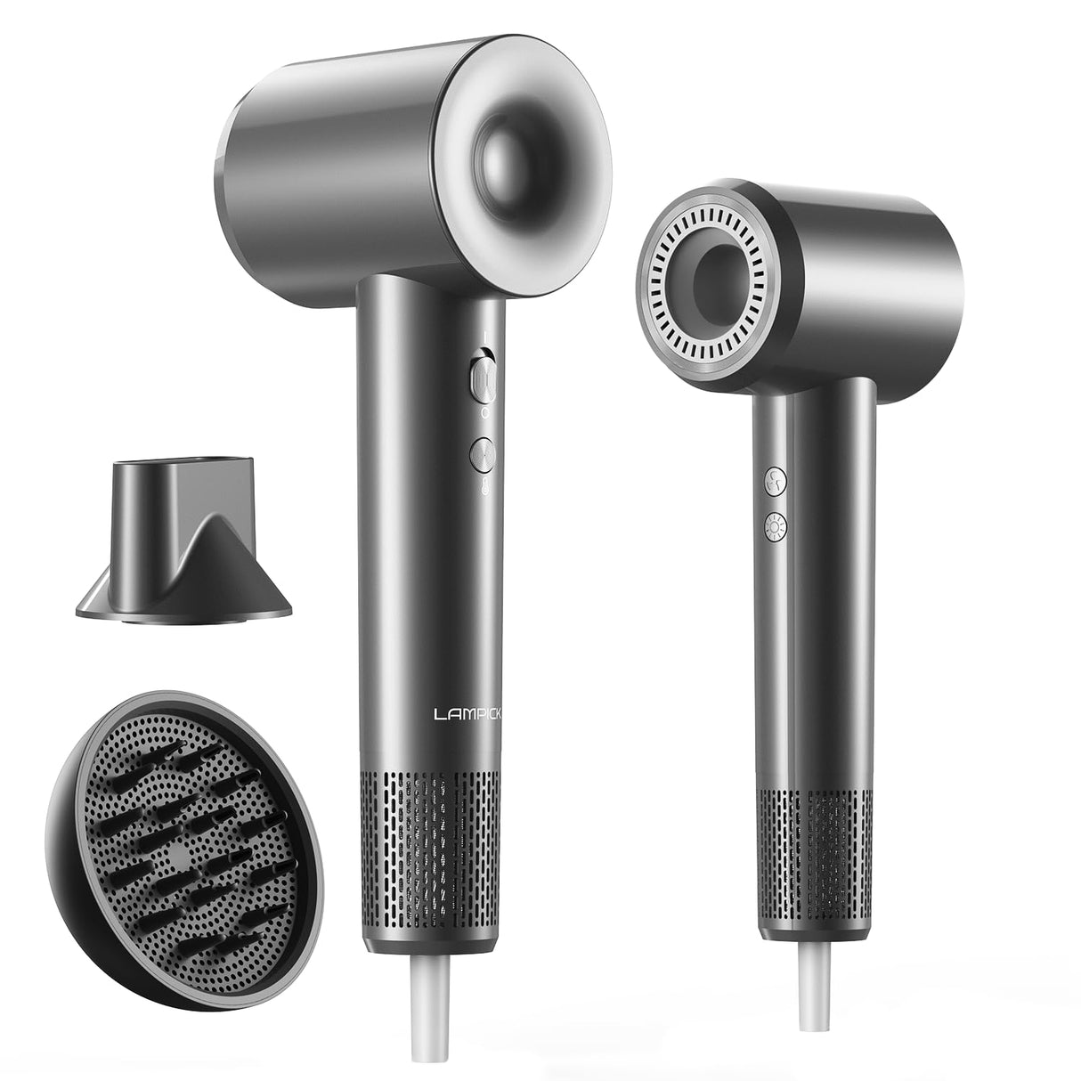 Hair Dryer, 150000 RPM Portable Professional High Speed Ionic Blow Dryer for Fast Drying, 500 Million Negative Ions Care & Heat-Control & Low Noise with Magnetic Diffuser & Nozzle, 5 Temps & 3 Speeds