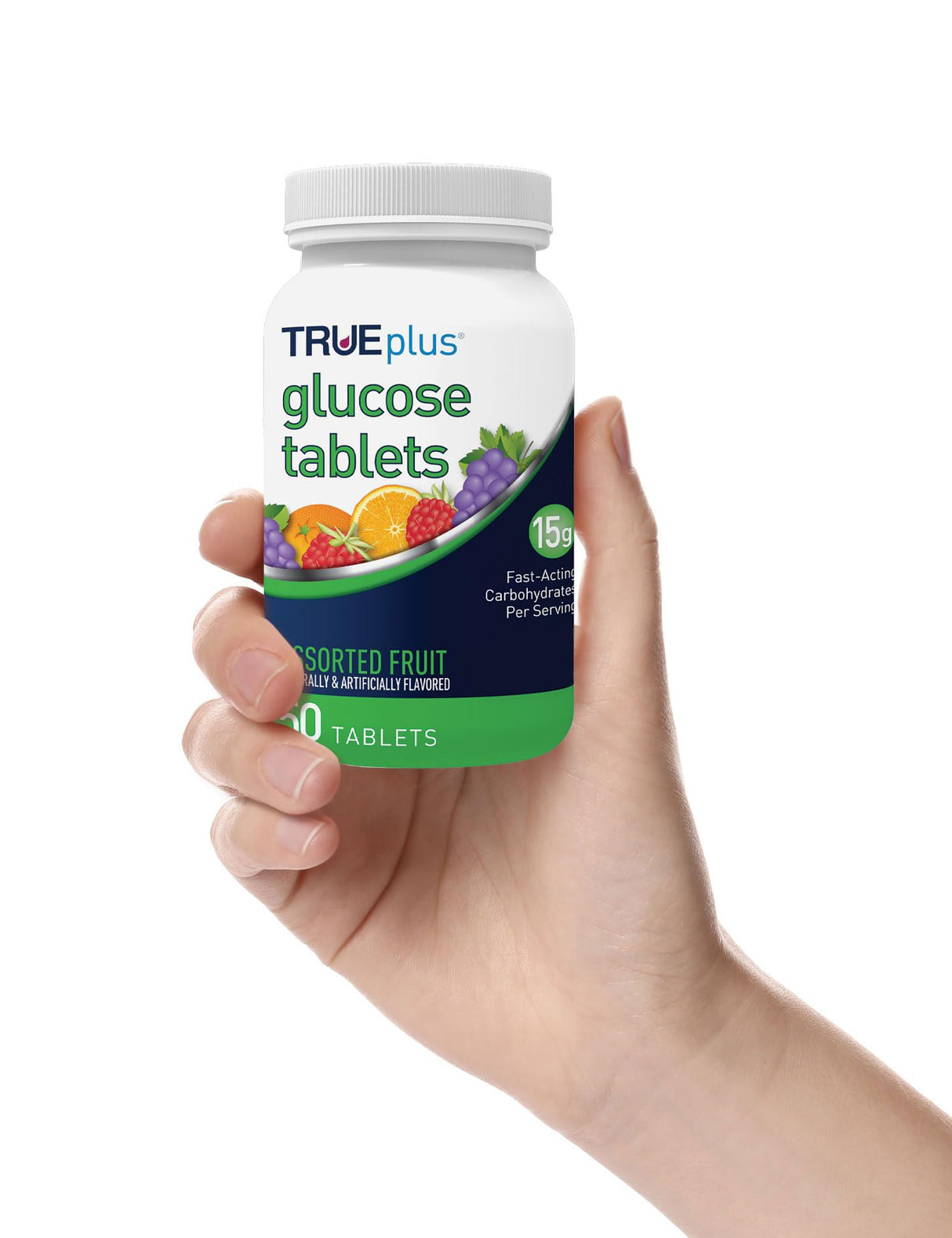 TRUEplus® Glucose Tablets, Assorted Flavor (Grape, Raspberry, Orange) - 50ct Bottle - 6 Pack