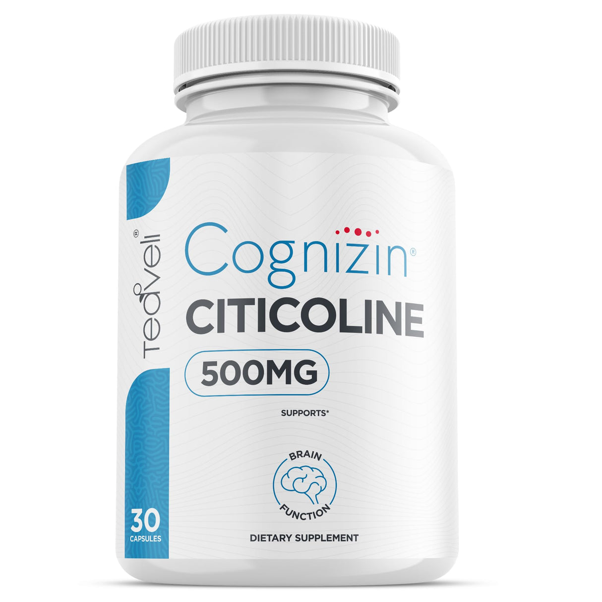 Teaveli Cognizin Citicoline- 500mg CDP Choline Capsules- Clinically Studied Brain Supplement to Support Clarity, Concentration and Memory – Most Bioavailable Form of Choline Supplements - 30 Servings