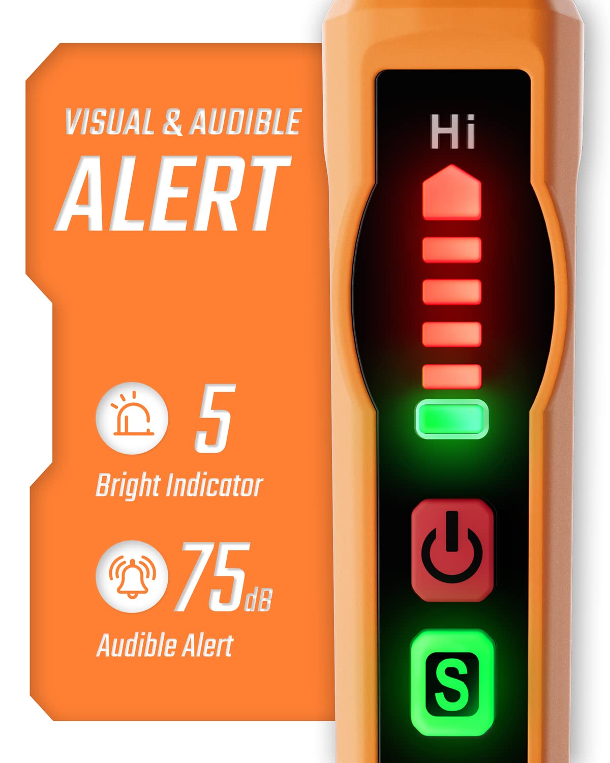 Natural Gas Detector, TopTes PT177 Gas Leak Detector with Audible & Visual Alarm, Portable Gas Sniffer to Locate Combustible Leak Sources Like Methane, Propane for Home (Includes Battery x2)-Orange
