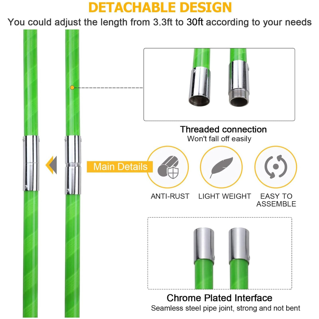 30 Feet Tree Pole Pruner Manual Branches Trimmer Tree Branch Garden Tools Loppers Hand Pole Saws Extendable Height