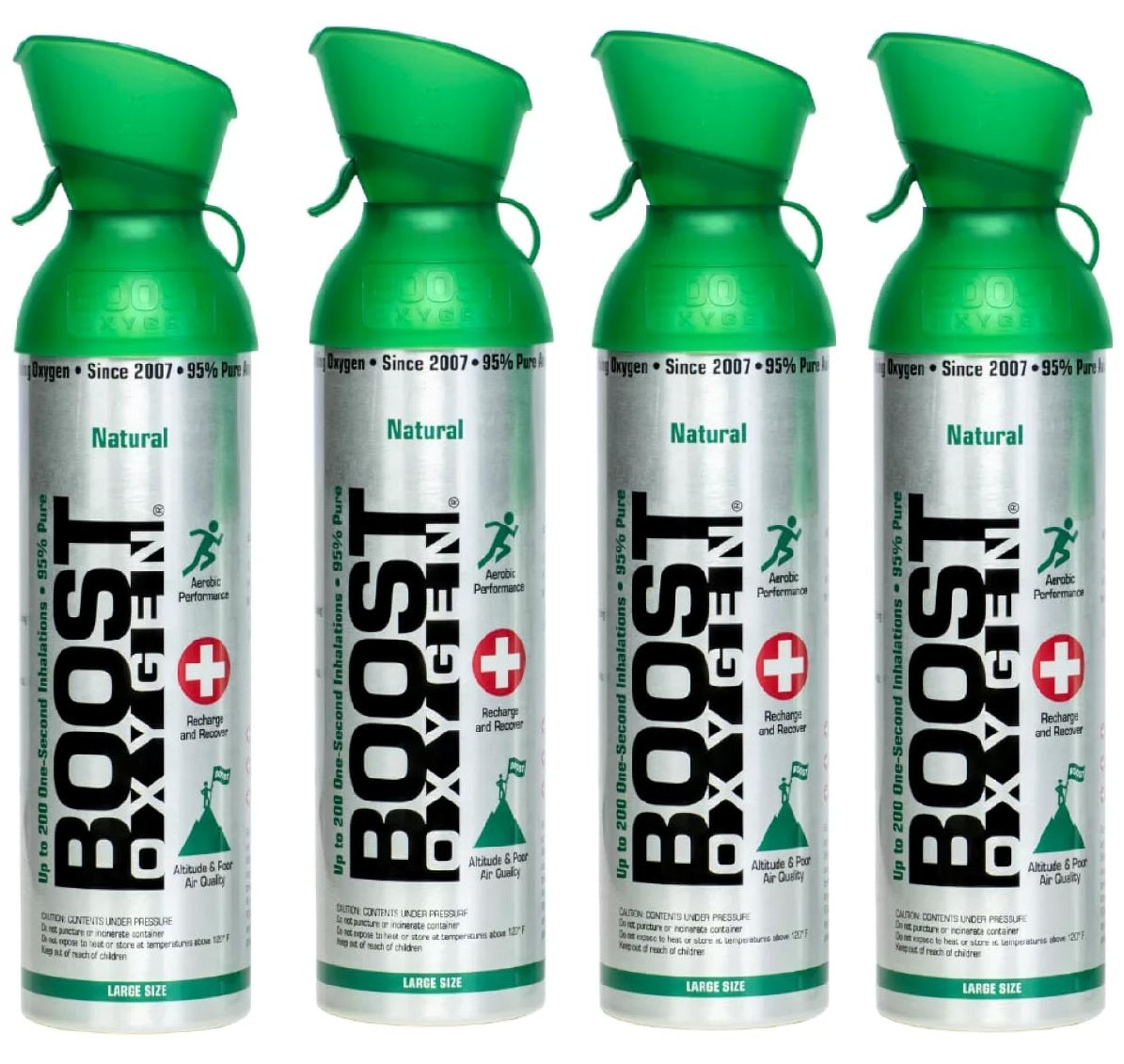 4 Pack Boost Oxygen Large Natural 10L Canister | Respiratory Support for Aerobic Recovery, Altitude, Performance & Health