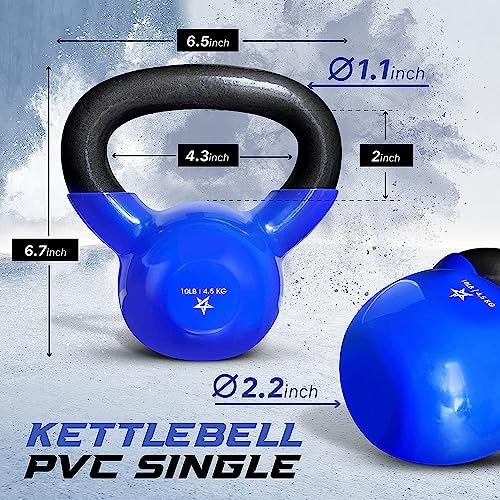 Yes4All 5-65lbs Kettlebells Vinyl Coated Cast Iron for Dumbbell Weights Exercises, Gym, Fitness, Full Body Workout Equipment Push up, Grip and Strength Training