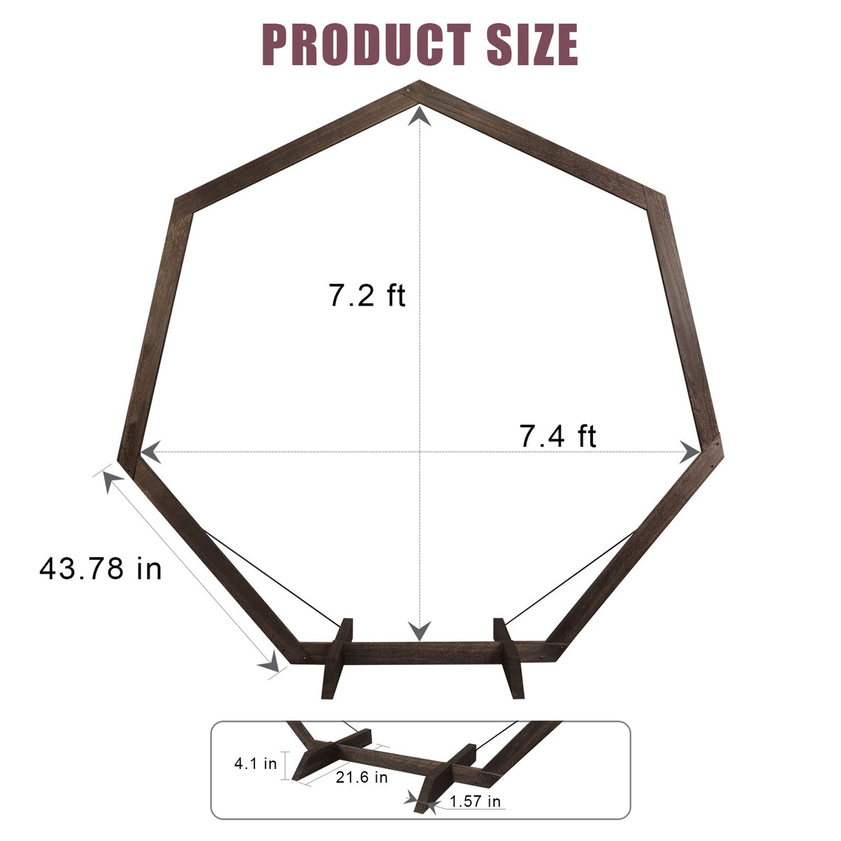 Yaseingoo 7.2-Ft Heptagonal Wooden Wedding Arch