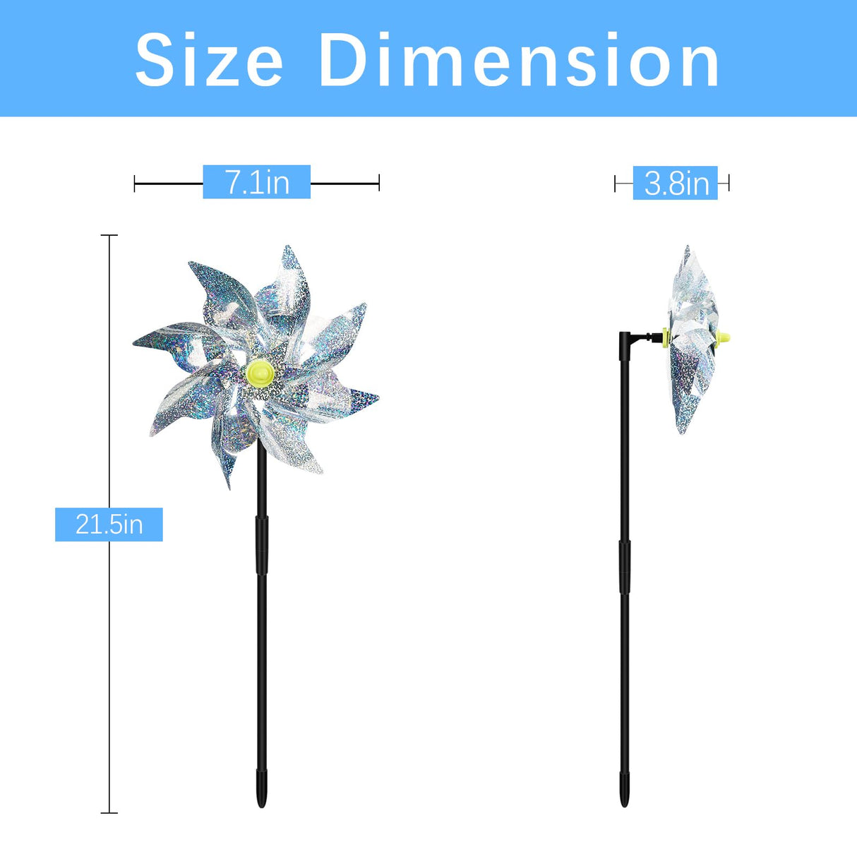 18 Pack Reflective Pinwheels for Yard and Garden,Scare Birds Away for Garden Decor,Bird Scare Devices Deterrent to Scare Birds,Keep Birds Away (Assembly Required)