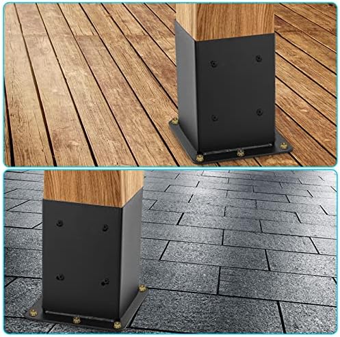 4x4 Post Base 2 Pcs, (Inner Size 3.6x3.6) Post Anchors, 13GA Thick Solid Steel & Black Powder Coated,Deck Post Brackets Support Deck Base Plate Pergola Brackets Fence Kit Mailbox Mount