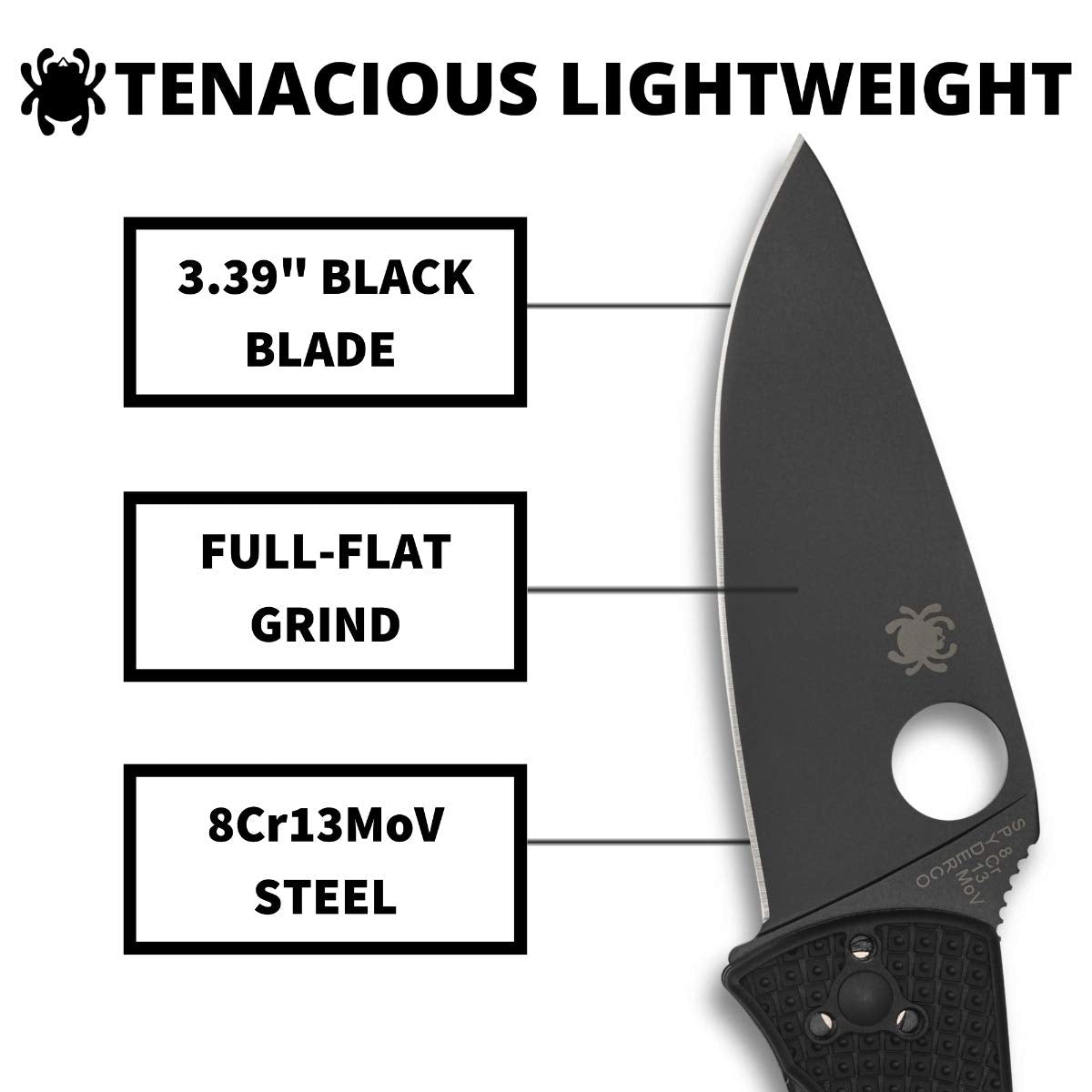 Spyderco Tenacious Lightweight Folding Pocket Knife, PlainEdge