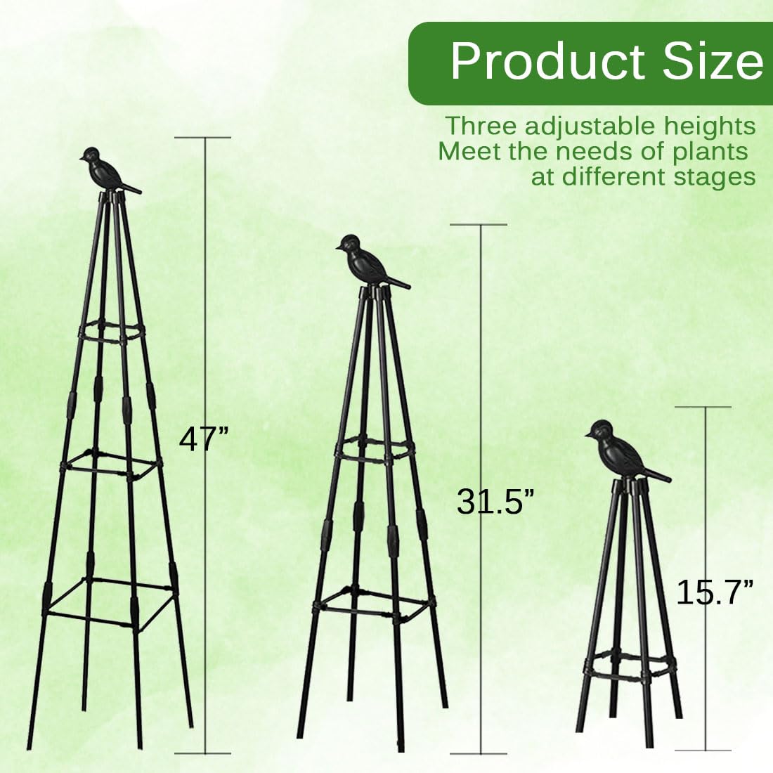 Garden Trellis, 47" Plant Trellis for Potted Plants Flowers Vegetables and Vines,Tomato Cage Tower,Garden Obelisk Trellis,Plant Support Stand for Climbing Plants Outdoor and Indoor-2 Pack