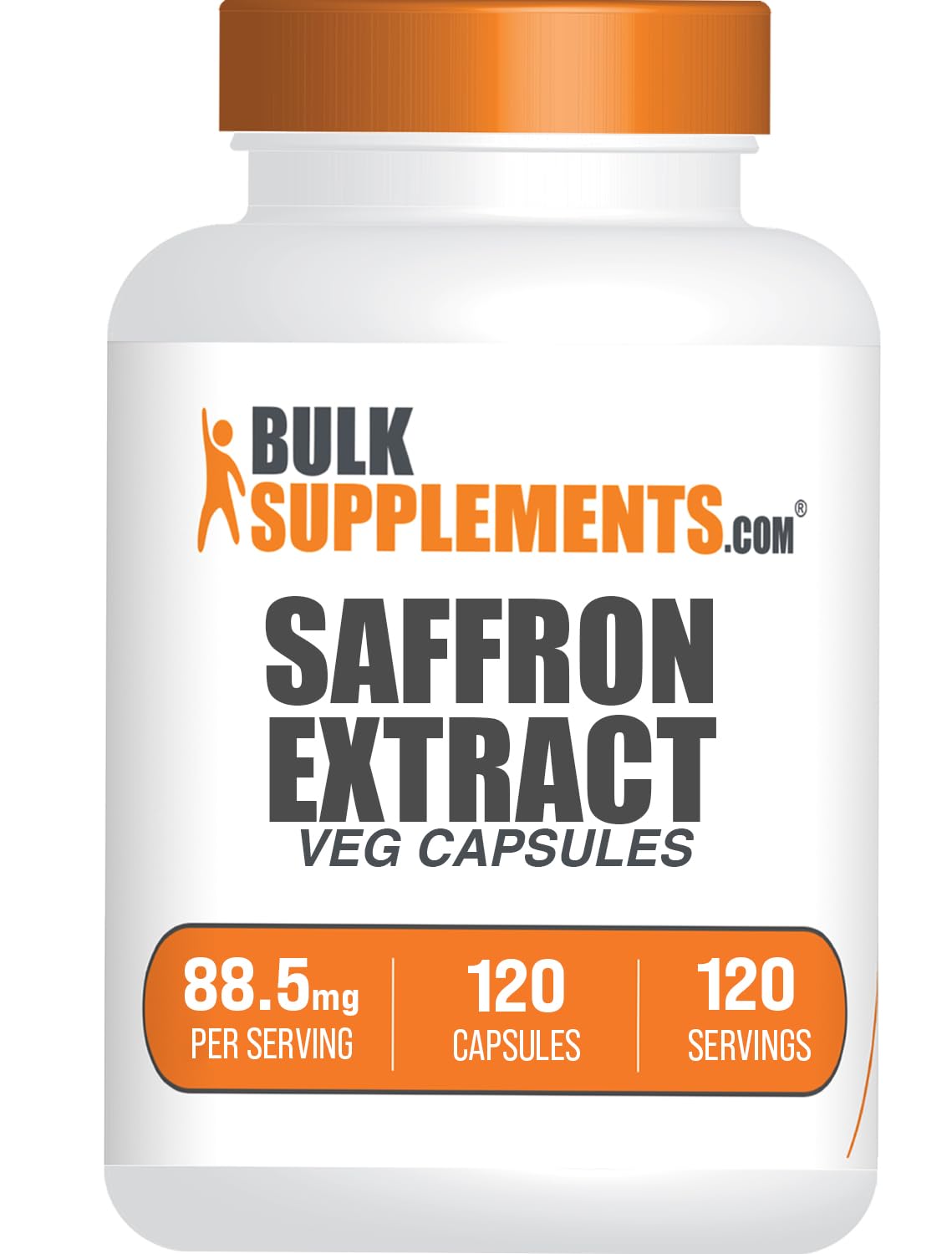 BulkSupplements.com Saffron Extract Capsules - Saffron Supplements, Saffron Extract 88.5mg - Vegan & Gluten Free - 1 Capsule per Serving, 120 Veg Capsules (Pack of 1)