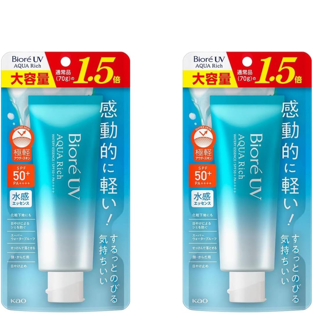 Biore UV Aqua Rich Sunscreen Water Essence SPF50+ PA++++ 3.70floz (105g) Set Of 2