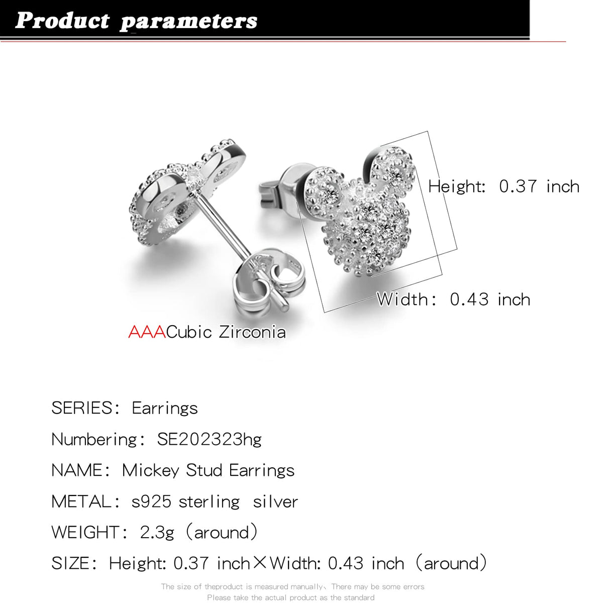 Fashion Women 925 Sterling Silver Stud Earrings Cute AAAA CZ Cubic Zirconia Little Bear Animals Stud Earrings Charming Female Fine Jewelry Gifts