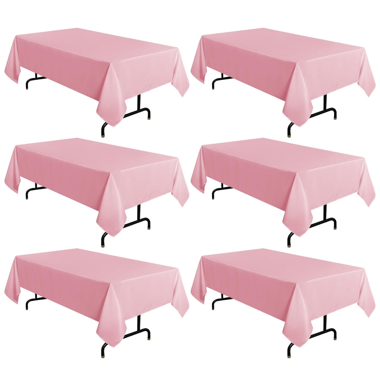sancua 6 Pack Pink Tablecloth 60 x 102 Inch, Rectangle Table Cloth for 6 Feet Tables - Stain and Wrinkle Resistant Washable Polyester Table Cover for Dining Tables, Christmas Buffet Parties