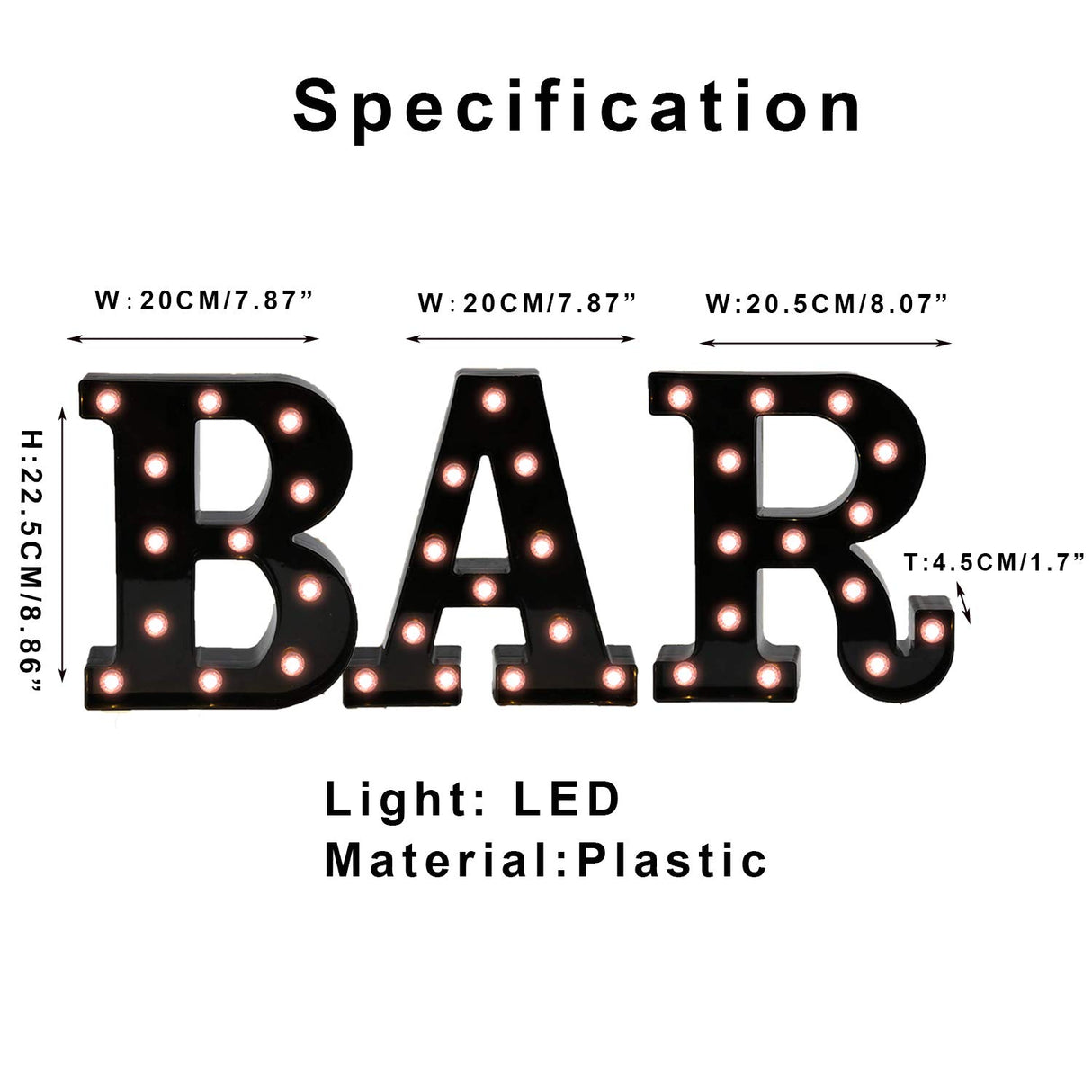 Black Bar Sign, Marquee Light Up Letters LED Marquee Number Lights Sign for Night Light Home Bar Christmas Lamp Birthday Party Wedding Decoration-BAR
