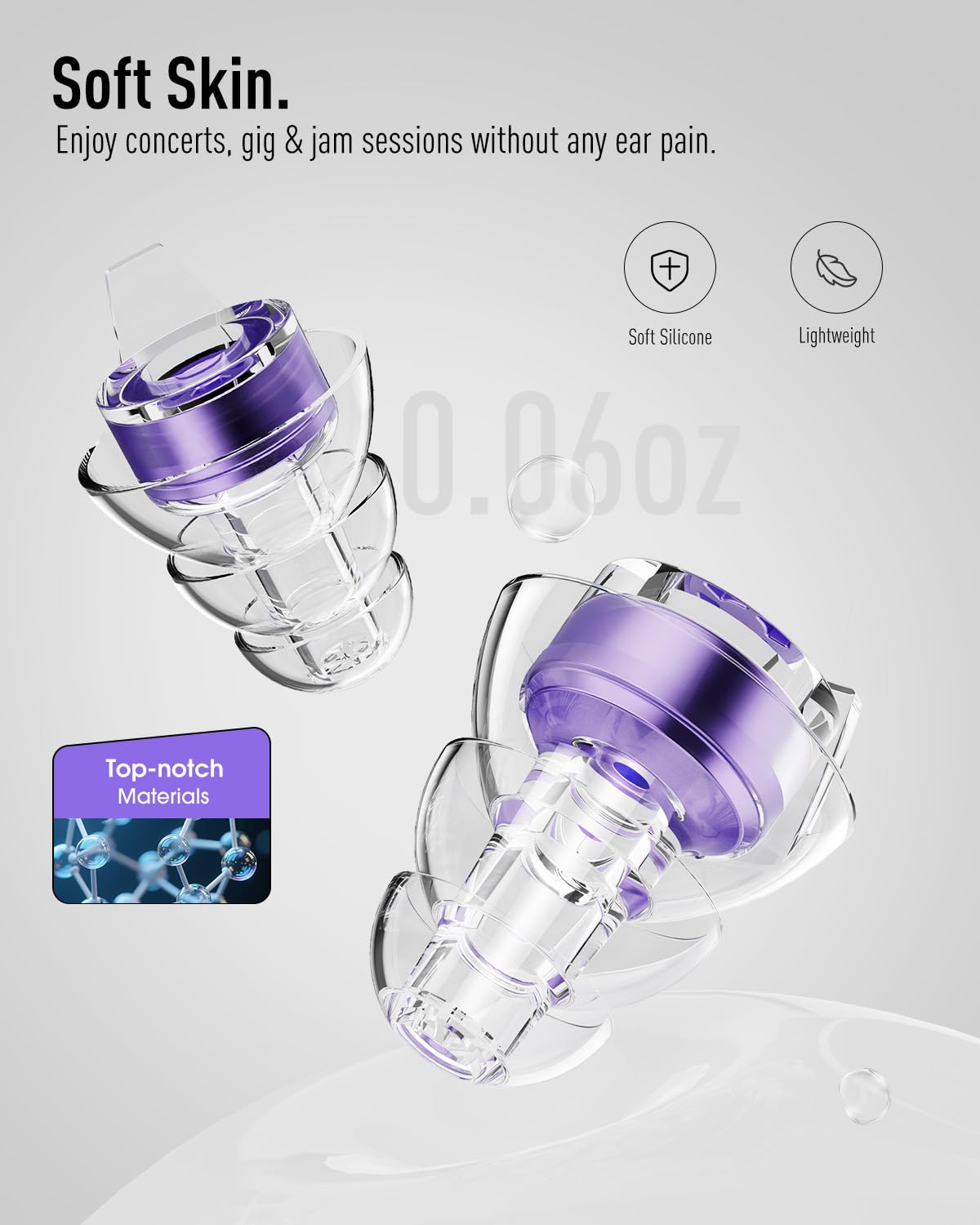 Hearprotek Concert Ear Plugs, 2Pairs Reusable high Fidelity Musician Ear Plugs for Concerts Loud Music-Noise Reduction Ear Protection earplugs for Rave,Festival,Music,Tinnitus Relief