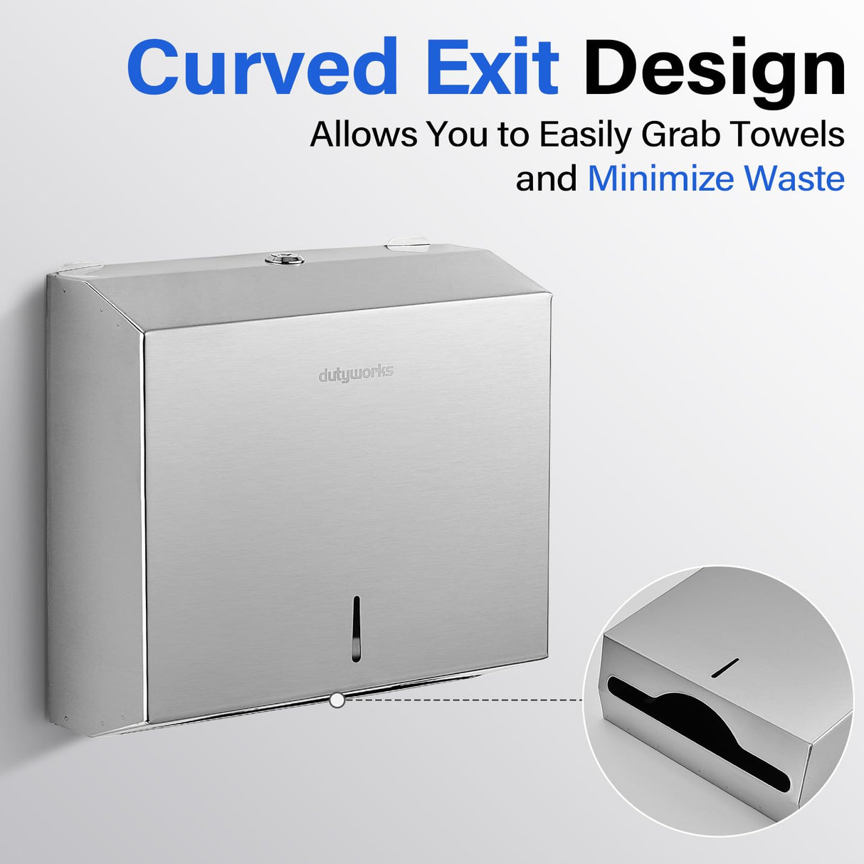 DUTYWORKS Commercial Paper Towel Dispenser Wall Mount, 304 Stainless Steel C-Fold Multifold Trifold Holder with Lock, Large Capacity Hand Towel Tissue Dispenser for Bathroom Kitchen Restaurant Office