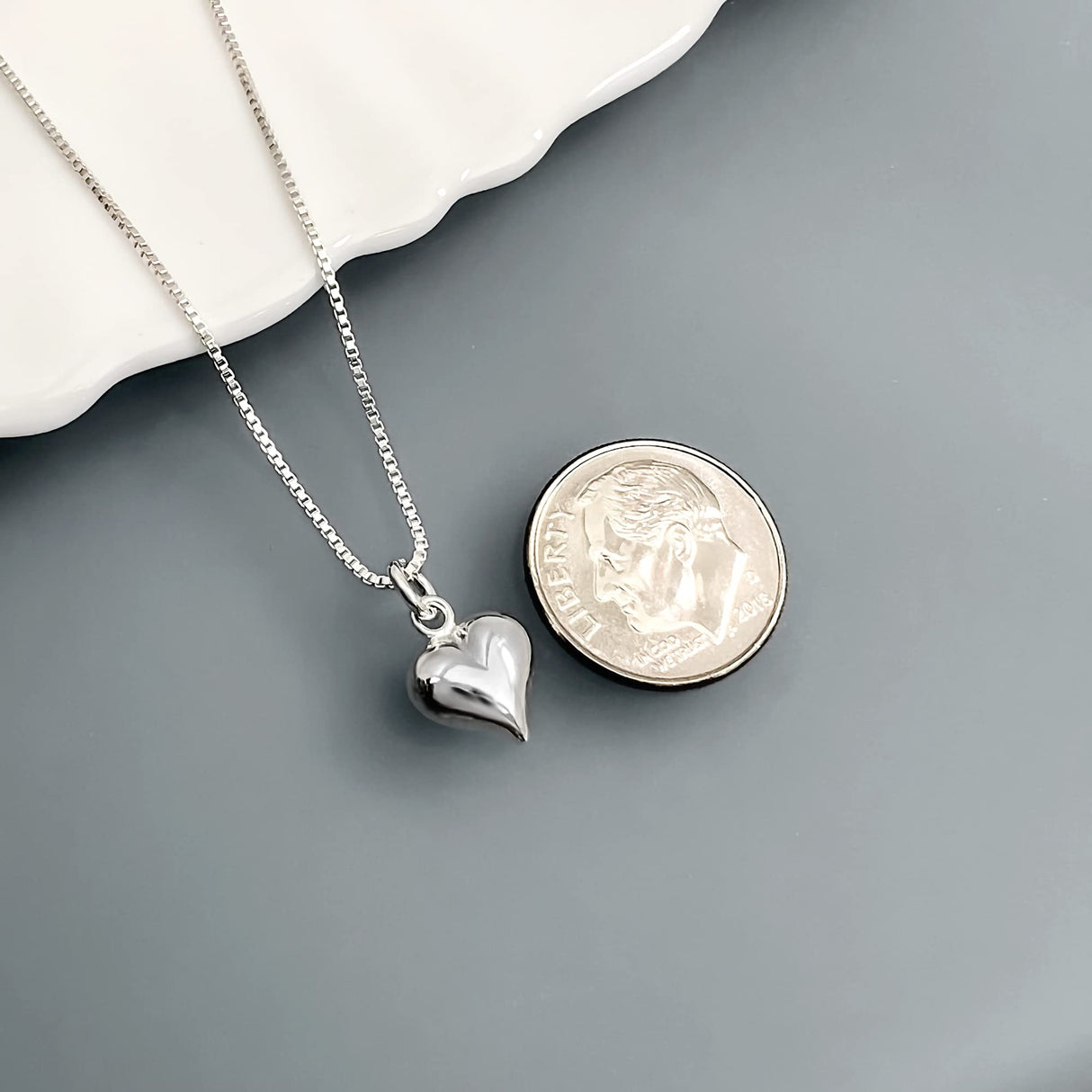 Tiny Delicate and Dainty Sterling Silver Heart Necklace, Girlfriend Gift, Gift for Mom, Daughter Birthday Gift, Best Friend Gift, 18 inches